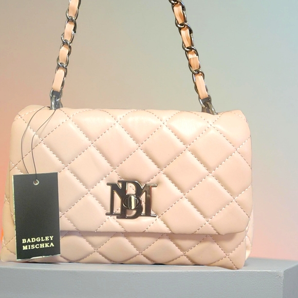 Badgley Mischka Blush Quilted Shoulder Bag - Picture 3 of 7